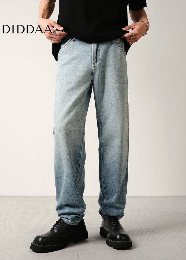 Light Blue Gradient Wash Loose Fit Jeans for Summer - Men’s Jeans