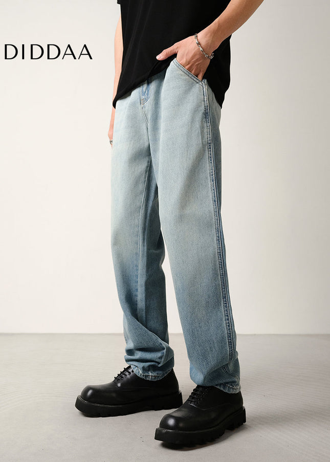 Light Blue Gradient Wash Loose Fit Jeans for Summer - Men’s Jeans