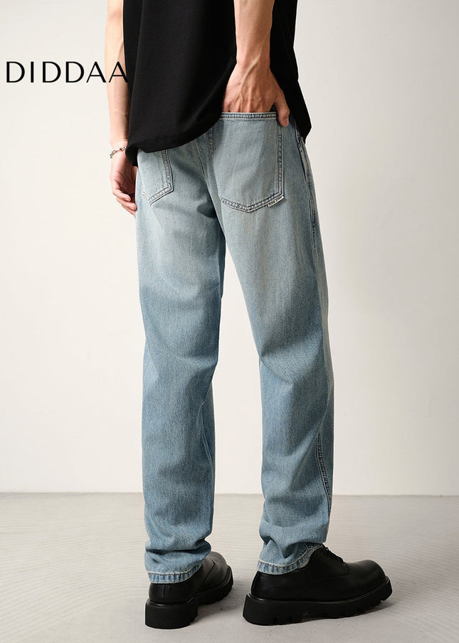 Light Blue Gradient Wash Loose Fit Jeans for Summer - Men’s Jeans