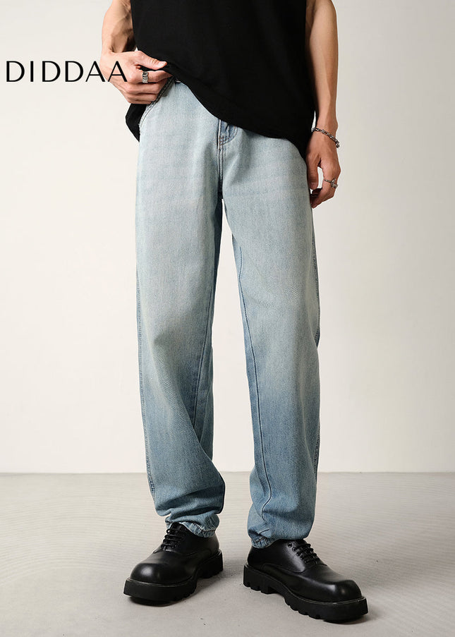Light Blue Gradient Wash Loose Fit Jeans for Summer - Men’s Jeans