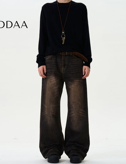 Light Blue Heavy Distressed Bootcut Jeans for Men and Women - S / Black - Men’s Jeans