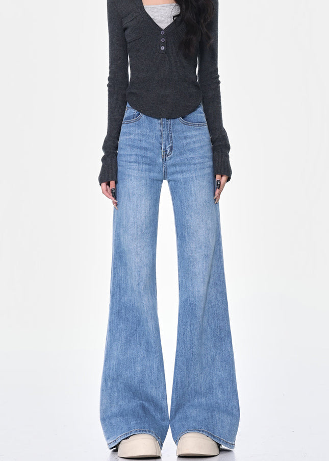 Light Blue High Waist Bootcut Jeans Women’s Stretch Flared - Women’s Jeans