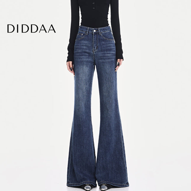 Black Stretch High Waist Bootcut Jeans for Women - S / Dark Blue - Women’s Jeans