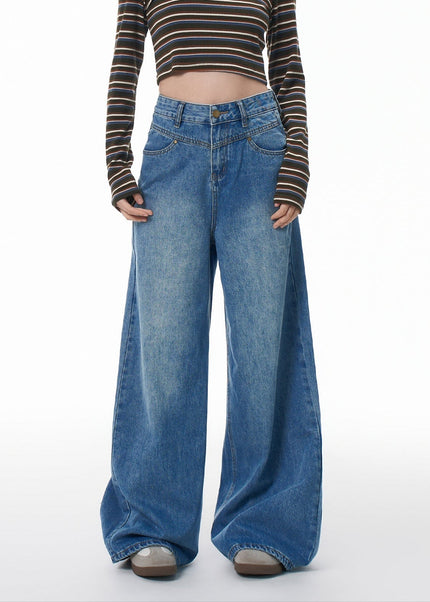 Light Blue High Waist Loose Wide Leg Jeans - Women’s Jeans