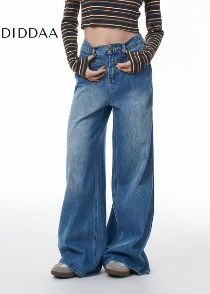 Light Blue High Waist Loose Wide Leg Jeans - Women’s Jeans