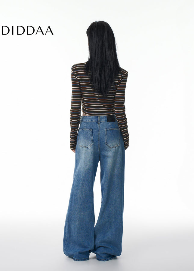 Light Blue High Waist Loose Wide Leg Jeans - Women’s Jeans