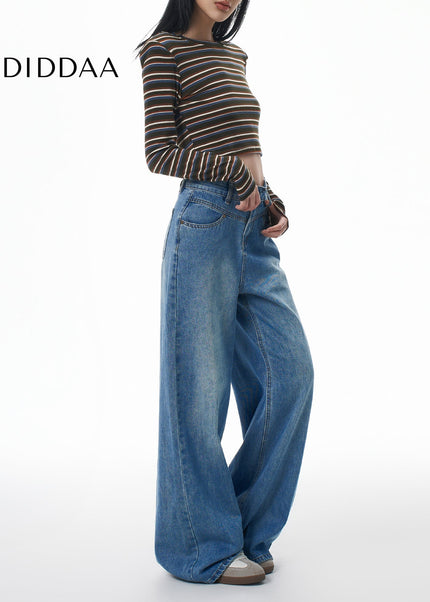Light Blue High Waist Loose Wide Leg Jeans - Women’s Jeans
