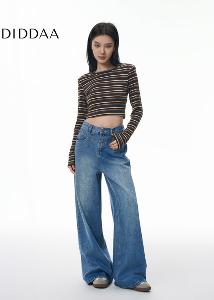 Light Blue High Waist Loose Wide Leg Jeans - Women’s Jeans