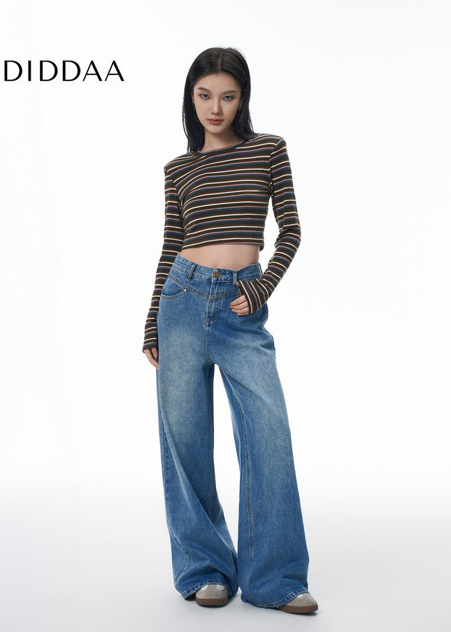 Light Blue High Waist Loose Wide Leg Jeans - Women’s Jeans