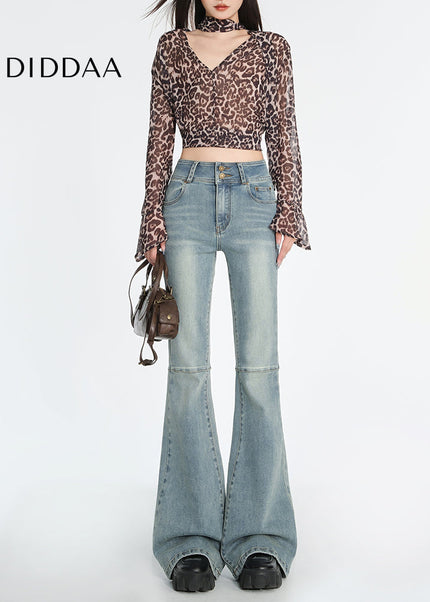 Light Blue High Waist Stretch Flare Jeans for Women - Women’s Jeans