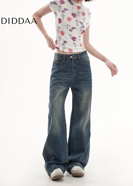 Light Blue High Waist Wide-Leg Jeans for Women - Women’s Jeans