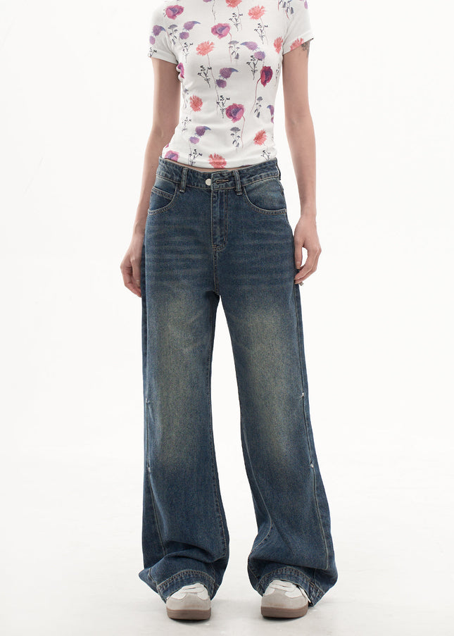 Light Blue High Waist Wide-Leg Jeans for Women - Women’s Jeans