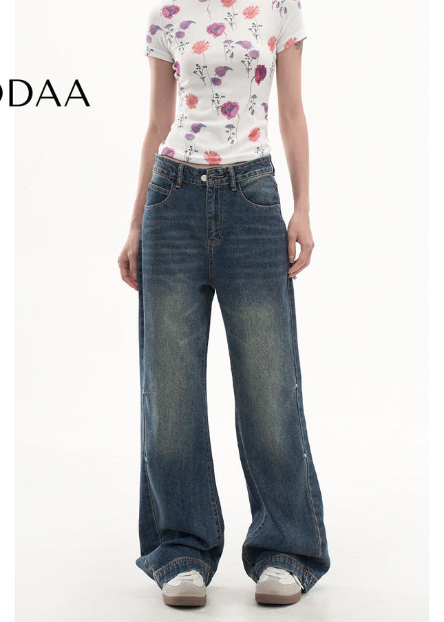 Light Blue High Waist Wide-Leg Jeans for Women - XS / Dark Blue - Women’s Jeans