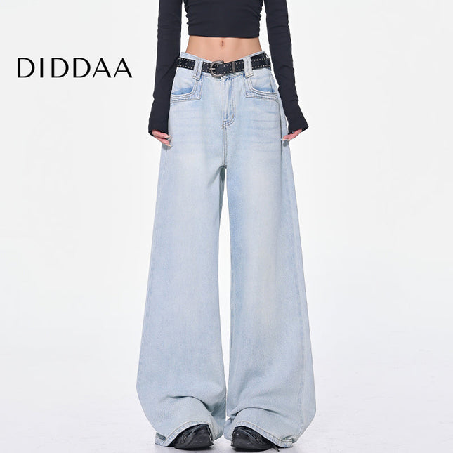 Light Blue High Waist Wide-Leg Jeans Women’s Loose Fit - S / Light Blue - Women’s Jeans
