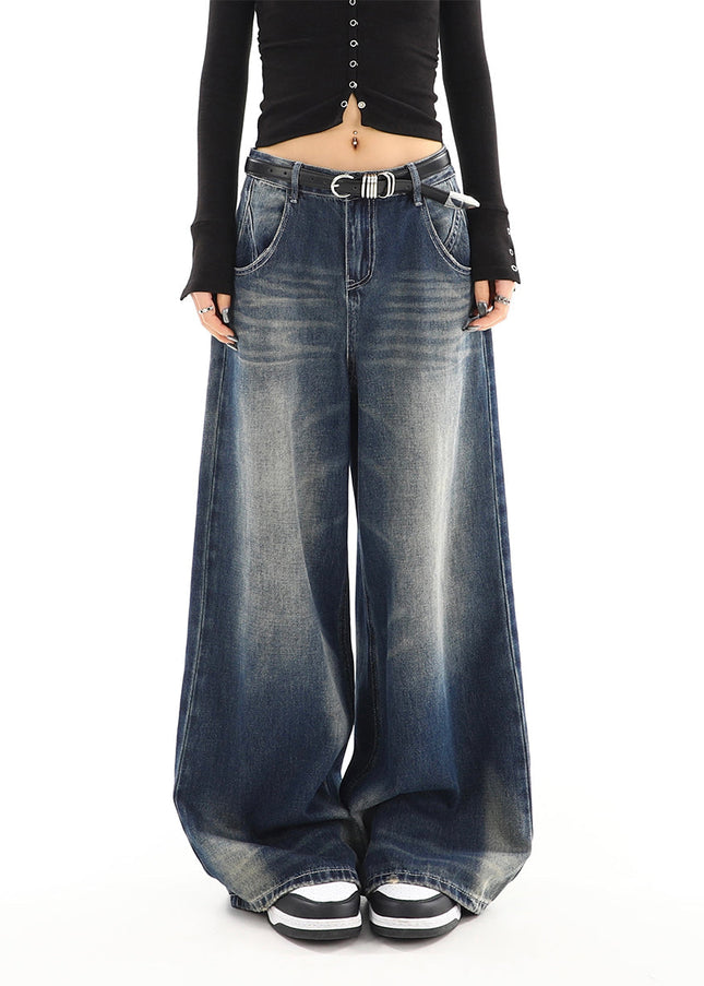 Light Blue High-Waisted Distressed Straight Leg Jeans - Women’s Jeans