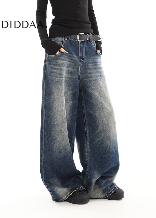 Light Blue High-Waisted Distressed Straight Leg Jeans - Women’s Jeans