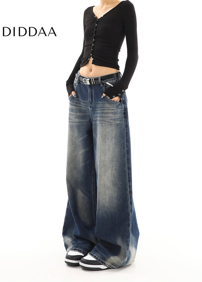 Light Blue High-Waisted Distressed Straight Leg Jeans - Women’s Jeans