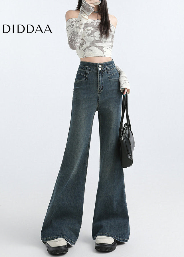 Light Blue High-Waisted Draped Mop Pants - Women’s Jeans