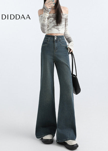 Light Blue High-Waisted Draped Mop Pants - Women’s Jeans