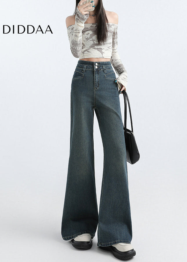 Light Blue High-Waisted Draped Mop Pants - Women’s Jeans