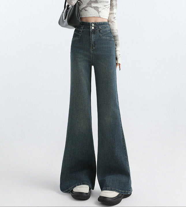 Light Blue High-Waisted Draped Mop Pants - Women’s Jeans