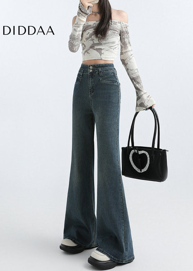 Light Blue High-Waisted Draped Mop Pants - Women’s Jeans