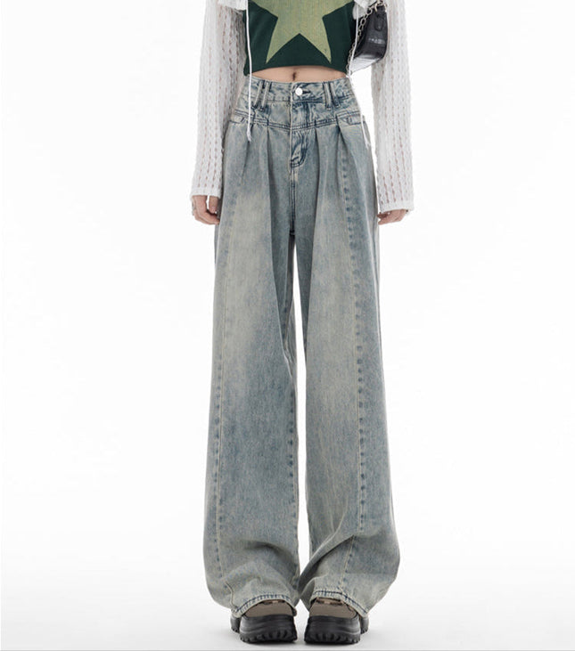 Light Blue High-Waisted Loose Fit Wide-Leg Jeans - Women’s Jeans