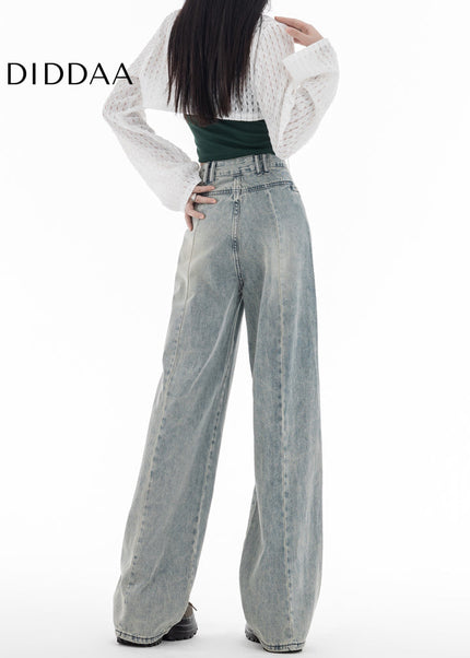 Light Blue High-Waisted Loose Fit Wide-Leg Jeans - Women’s Jeans