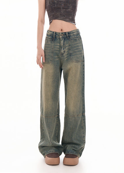 Light Blue High-Waisted Loose Vintage Jeans Pants - Women’s Jeans