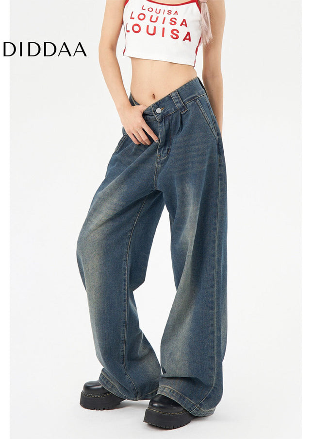 Light Blue High-Waisted Narrow Wide-Leg Jeans - Women’s Jeans