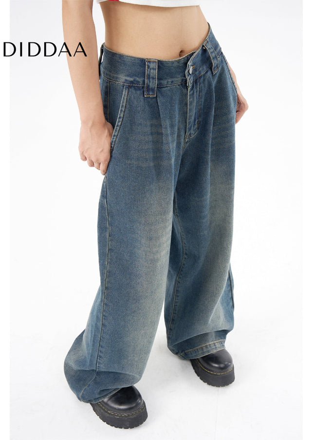 Light Blue High-Waisted Narrow Wide-Leg Jeans - Women’s Jeans