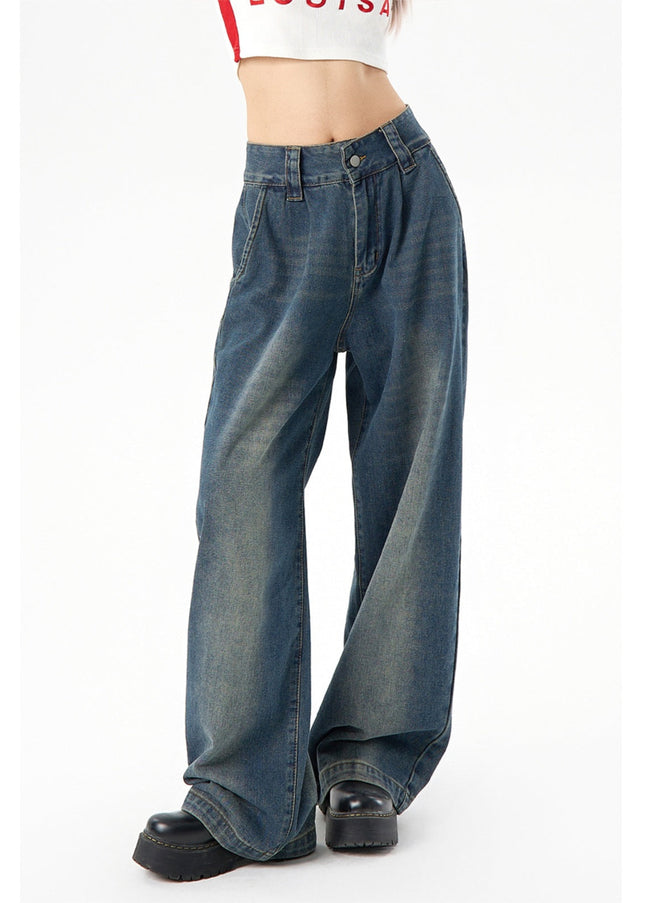 Light Blue High-Waisted Narrow Wide-Leg Jeans - Women’s Jeans