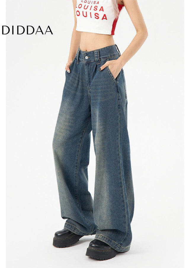 Light Blue High-Waisted Narrow Wide-Leg Jeans - Women’s Jeans