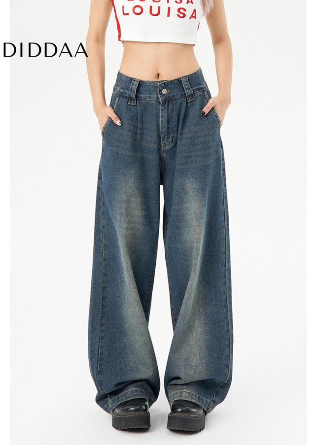 Light Blue High-Waisted Narrow Wide-Leg Jeans - Women’s Jeans