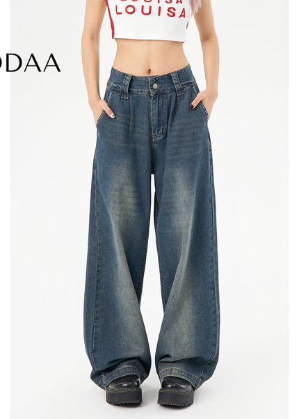 Light Blue High-Waisted Narrow Wide-Leg Jeans - XS / Dark Blue - Women’s Jeans