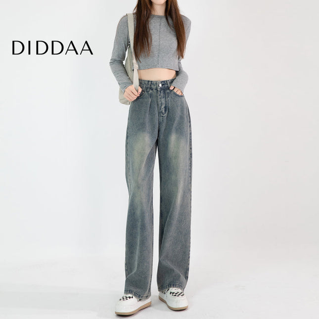 Light Blue High-Waisted Pleated Wide-Leg Jeans - Women’s Jeans