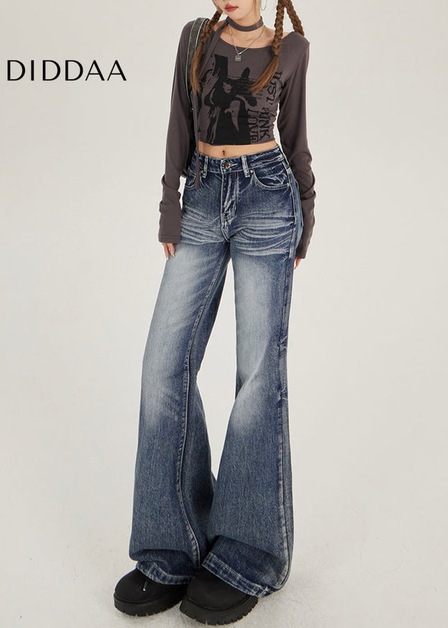 Light Blue High-Waisted Retro Bootcut Jeans - Women’s Jeans