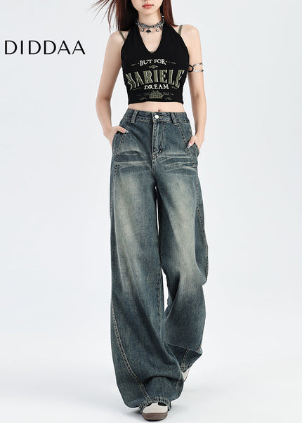 Light Blue High-Waisted Retro Hottie Straight Jeans - Women’s Jeans