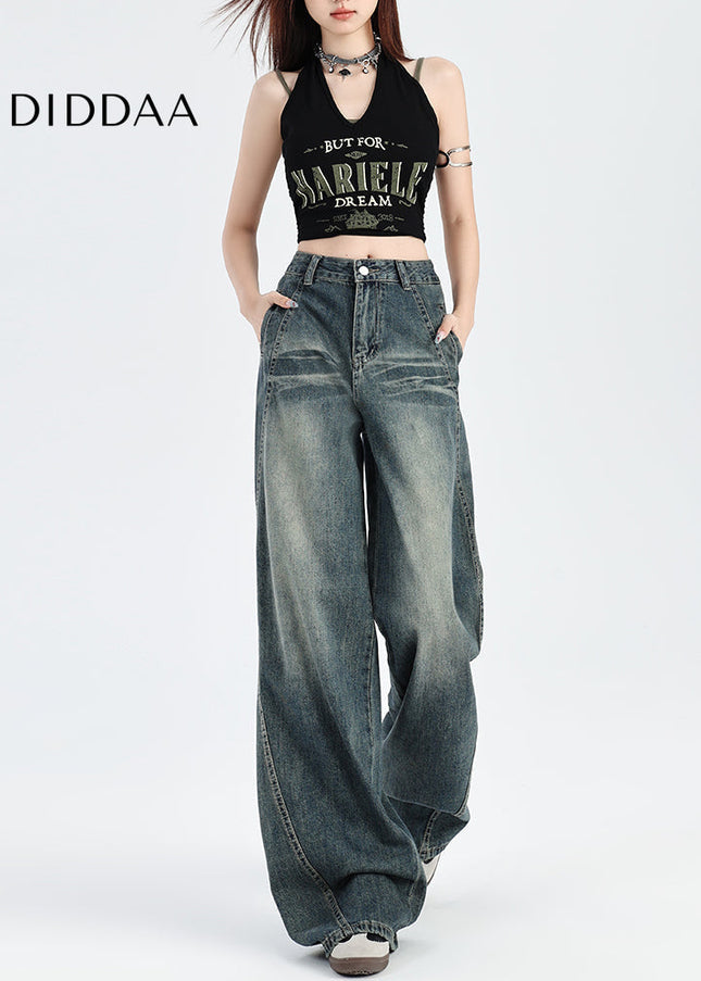 Light Blue High-Waisted Retro Hottie Straight Jeans - Women’s Jeans