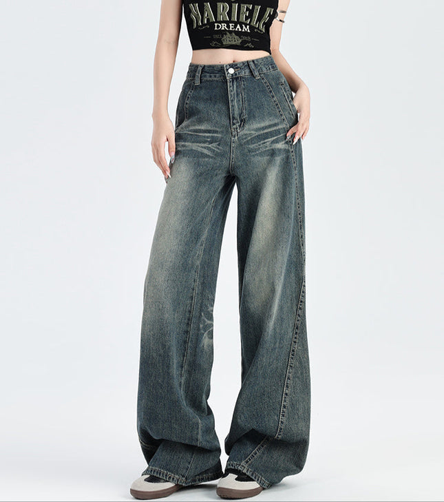 Light Blue High-Waisted Retro Hottie Straight Jeans - Women’s Jeans