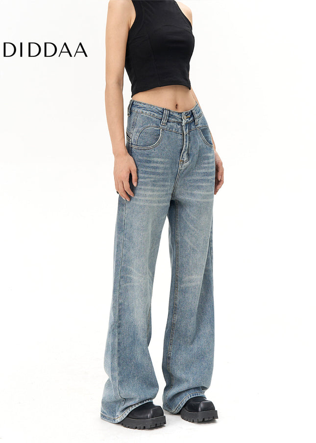 Light Blue High-Waisted Retro Wide-Leg Jeans - Women’s Jeans