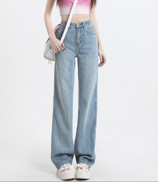Light Blue High-Waisted Wide-Leg Jeans for Pear Shapes - Women’s Jeans