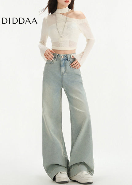 Light Blue High-Waisted Wide-Leg Jeans for Women - Women’s Jeans