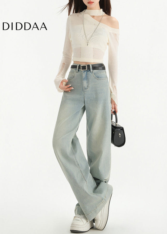 Light Blue High-Waisted Wide-Leg Jeans for Women - Women’s Jeans