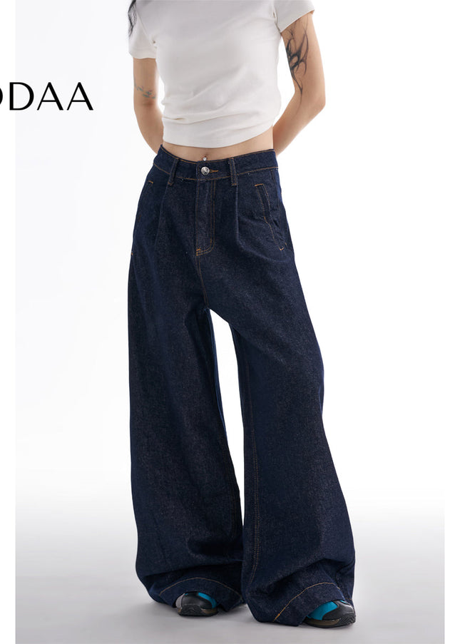 Light Blue High-Waisted Wide-Leg Jeans for Women - XS / Dark Blue - Women’s Jeans