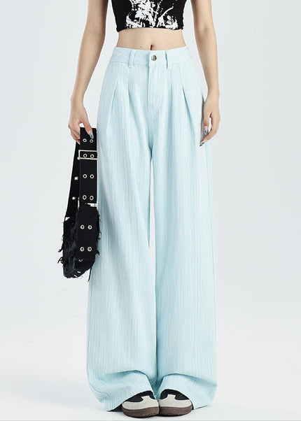 Light Blue High-Waisted Wide-Leg Pants for Women - Women’s Jeans