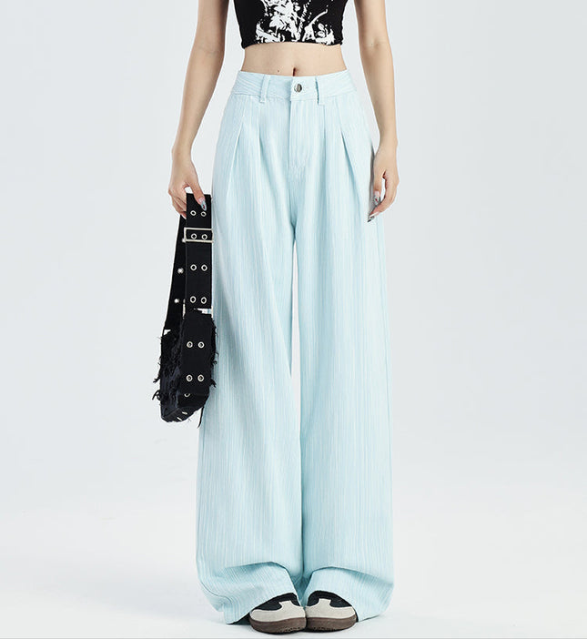 Light Blue High-Waisted Wide-Leg Pants for Women - Women’s Jeans