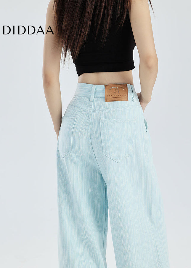 Light Blue High-Waisted Wide-Leg Pants for Women - Women’s Jeans