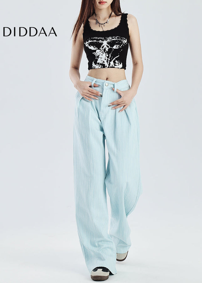 Light Blue High-Waisted Wide-Leg Pants for Women - Women’s Jeans