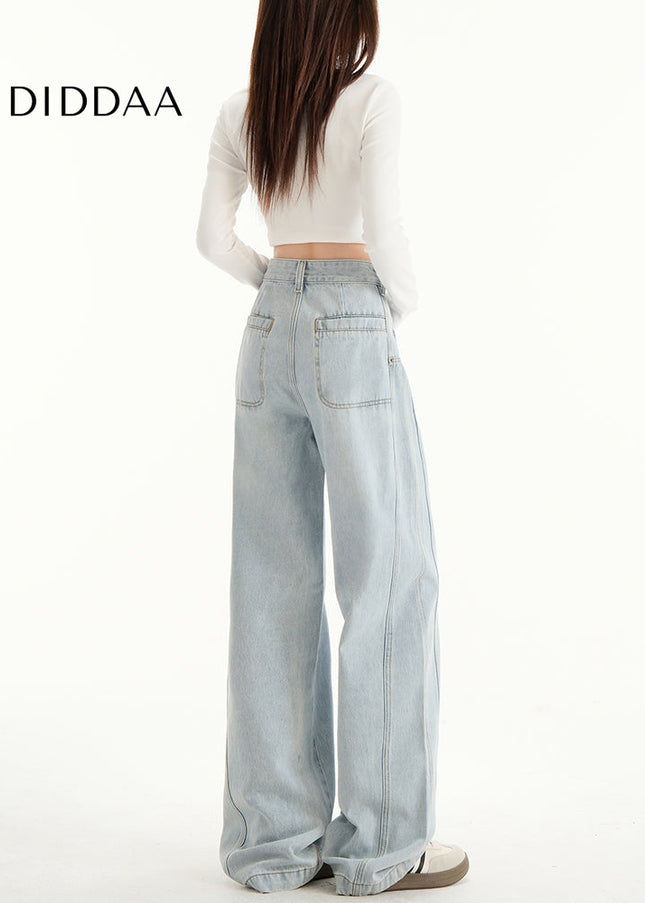 Light Blue High-Waisted Wide-Leg Pants for Women - Women’s Jeans